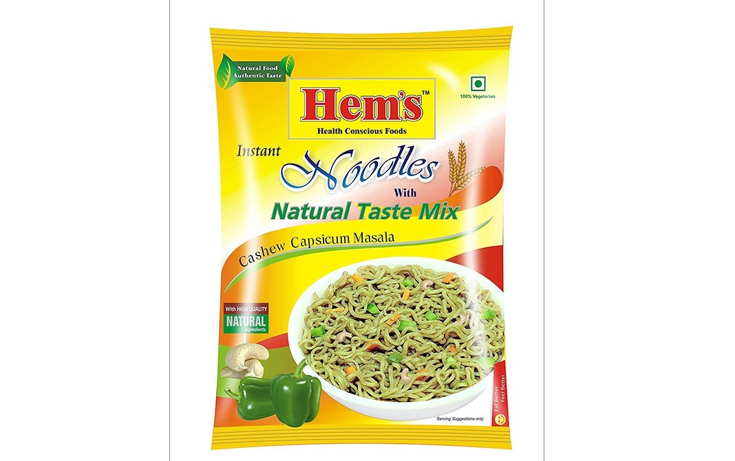 Hem's Instant Noodles With Natural Taste Mix Cashew Capsicum Masala   Pack  70 grams